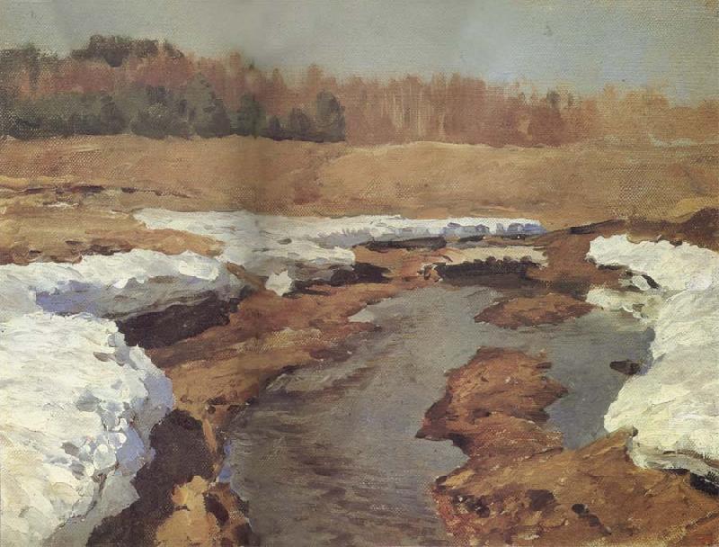 Levitan, Isaak Fruhling the last snow oil painting picture